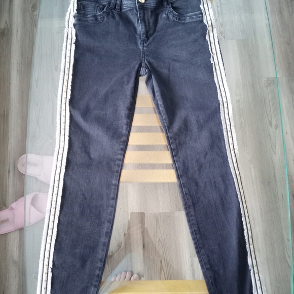 Black Mos Mosh Jeans with White Stripes - Picture 5 of 7